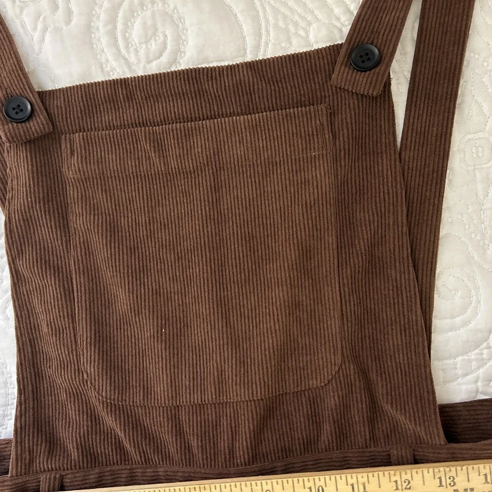 Commense Brown Jumpsuit Overalls Ribbed Corduroy Wide Legs Women's XL - Picture 4 of 11